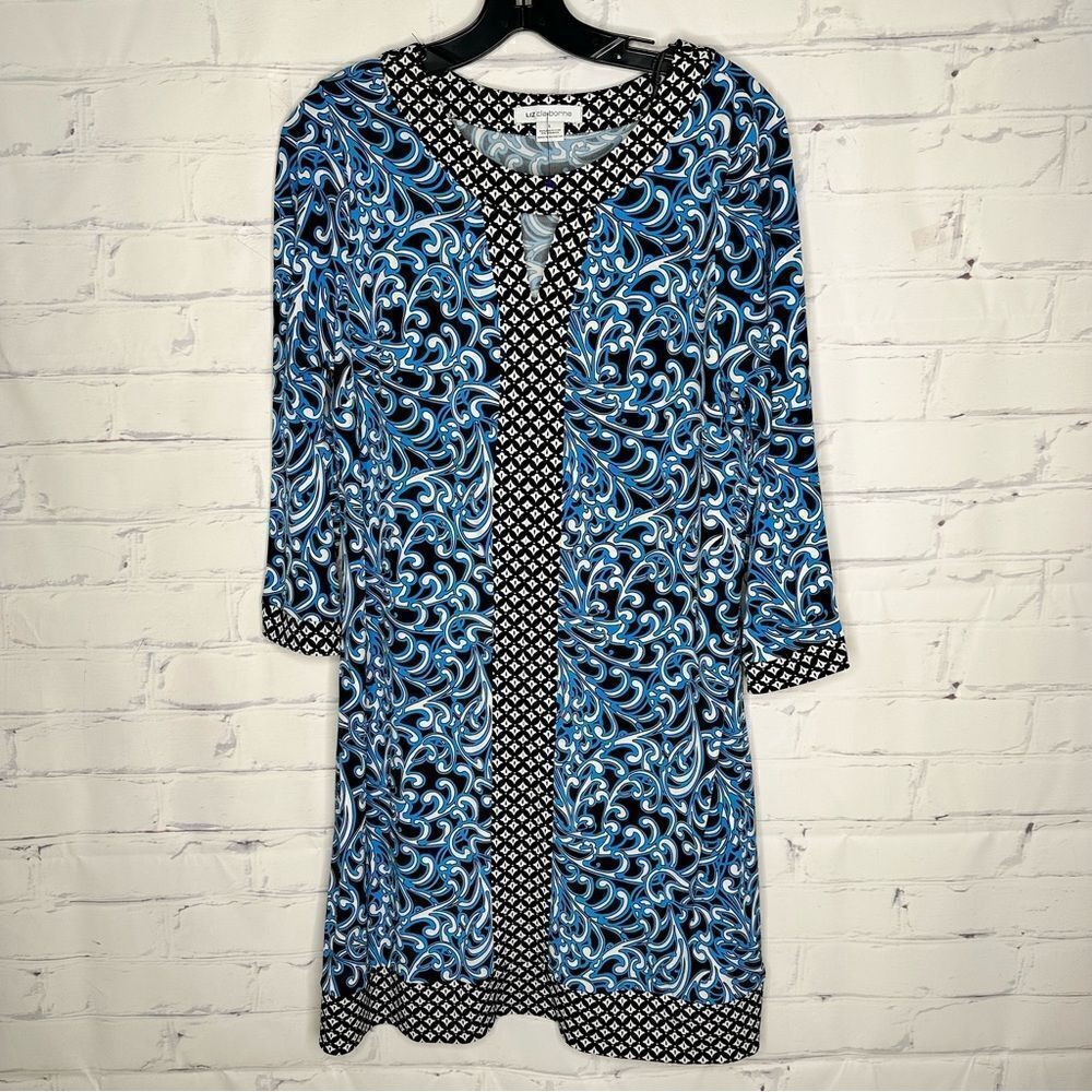 ‎Liz Claiborne size large blue & gray dress